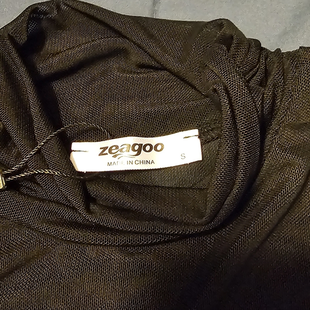 Zeagoo Womens Mesh Sheer Long Sleeve Top Mock Turtle Neck See Though Size Small - Picture 7 of 7